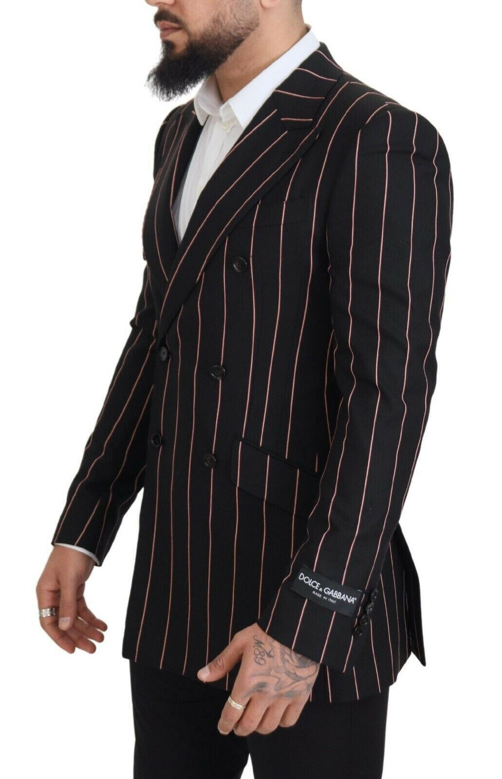 Dolce & Gabbana Black Stripes Viscose Double Breasted Blazer -   -  Dolce & Gabbana. Dolce & Gabbana Black Stripes Viscose Double Breasted Blazer -   -  Dolce & Gabbana.