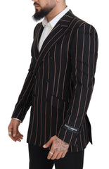 Dolce & Gabbana Black Stripes Viscose Double Breasted Blazer -   -  Dolce & Gabbana.