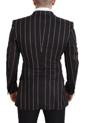 Dolce & Gabbana Black Stripes Viscose Double Breasted Blazer -   -  Dolce & Gabbana.