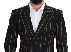 Dolce & Gabbana Black Stripes Viscose Double Breasted Blazer -   -  Dolce & Gabbana.