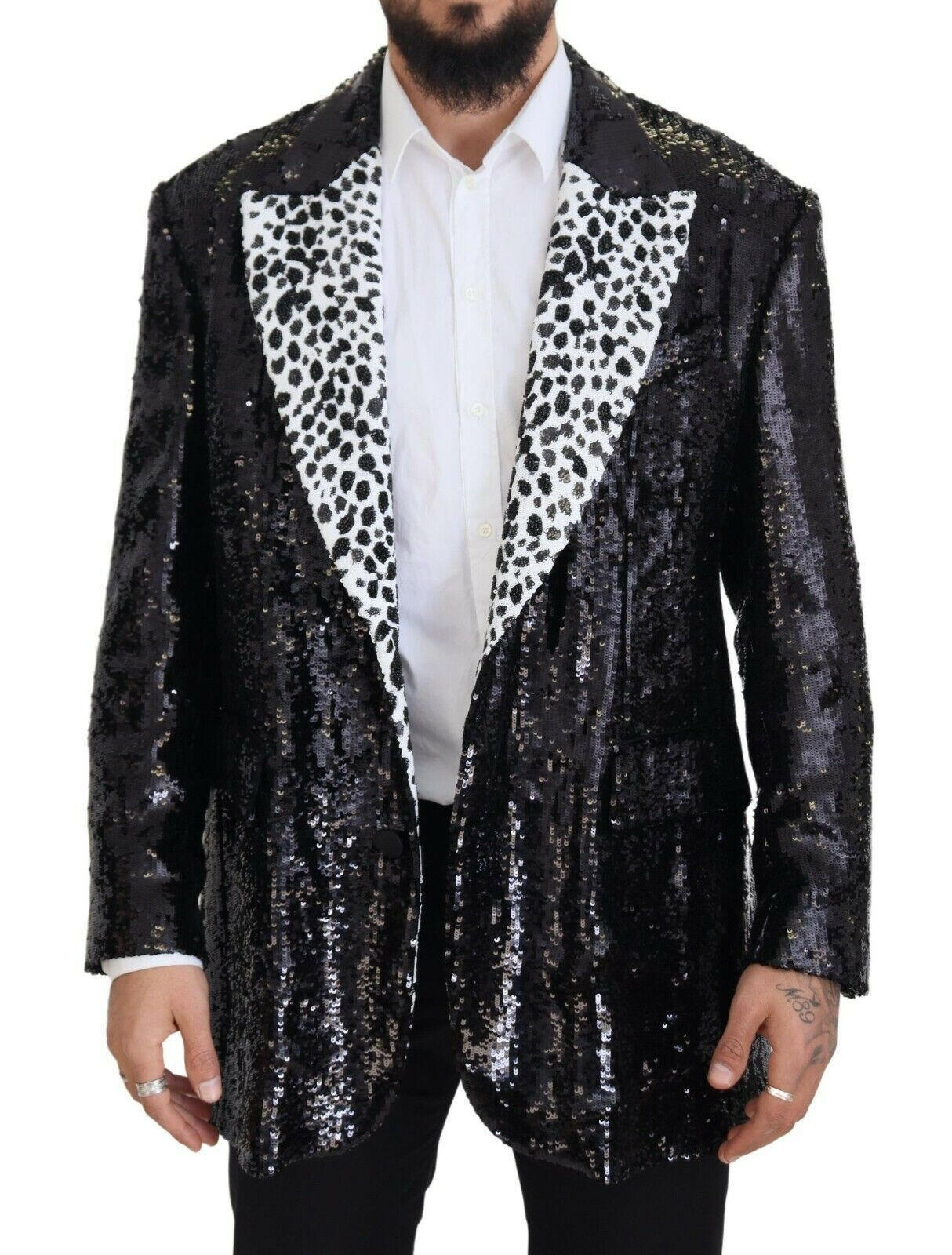Dolce & Gabbana Black Sequined Cow Pattern Nylon Blazer -   -  Dolce & Gabbana.