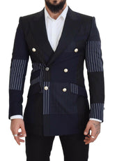 Dolce & Gabbana Blue Wool Patchwork Double Breasted Blazer -   -  Dolce & Gabbana.