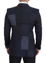 Dolce & Gabbana Blue Wool Patchwork Double Breasted Blazer -   -  Dolce & Gabbana.