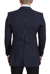 Dolce & Gabbana Dark Blue Stripe Wool Single Breasted Blazer -   -  Dolce & Gabbana.