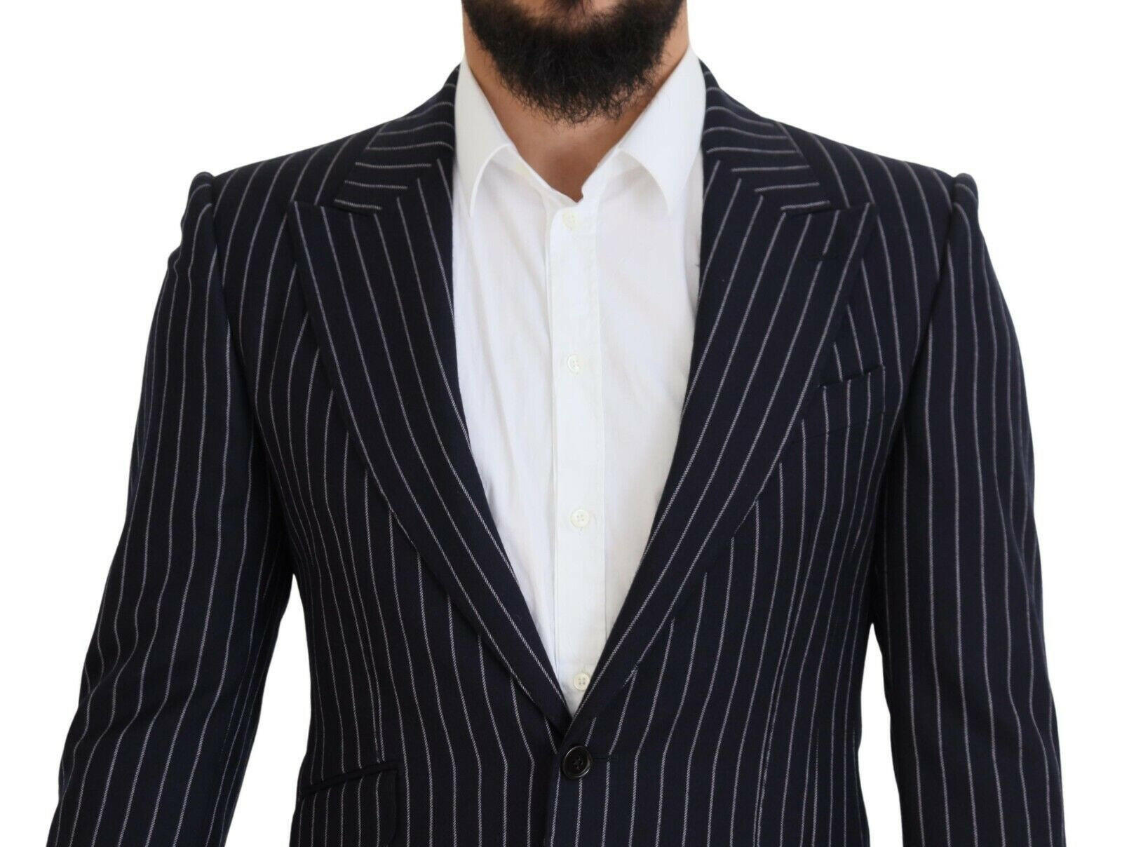 Dolce & Gabbana Dark Blue Stripe Wool Single Breasted Blazer -   -  Dolce & Gabbana. Dolce & Gabbana Dark Blue Stripe Wool Single Breasted Blazer -   -  Dolce & Gabbana.