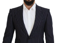 Dolce & Gabbana Dark Blue Stripe Wool Single Breasted Blazer -   -  Dolce & Gabbana.