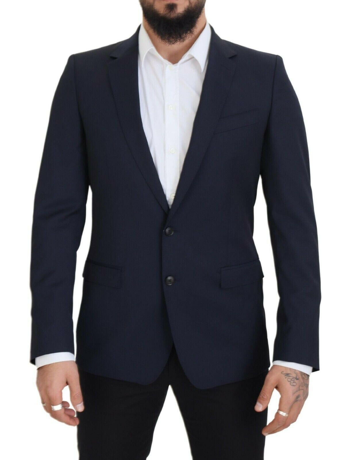 Dolce & Gabbana Dark Blue Wool Single Breasted MARTINI Blazer -   -  Dolce & Gabbana.