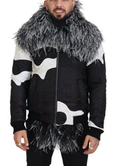 Dolce & Gabbana Black White Fur Shearling Full Zip Jacket -   -  Dolce & Gabbana.