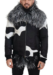 Dolce & Gabbana Black White Fur Shearling Full Zip Jacket -   -  Dolce & Gabbana.