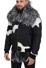 Dolce & Gabbana Black White Fur Shearling Full Zip Jacket -   -  Dolce & Gabbana.