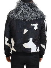 Dolce & Gabbana Black White Fur Shearling Full Zip Jacket -   -  Dolce & Gabbana.