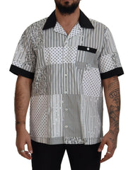 Dolce & Gabbana White Black Patterned Button Down Shirt -   -  Dolce & Gabbana.