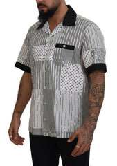 Dolce & Gabbana White Black Patterned Button Down Shirt -   -  Dolce & Gabbana.