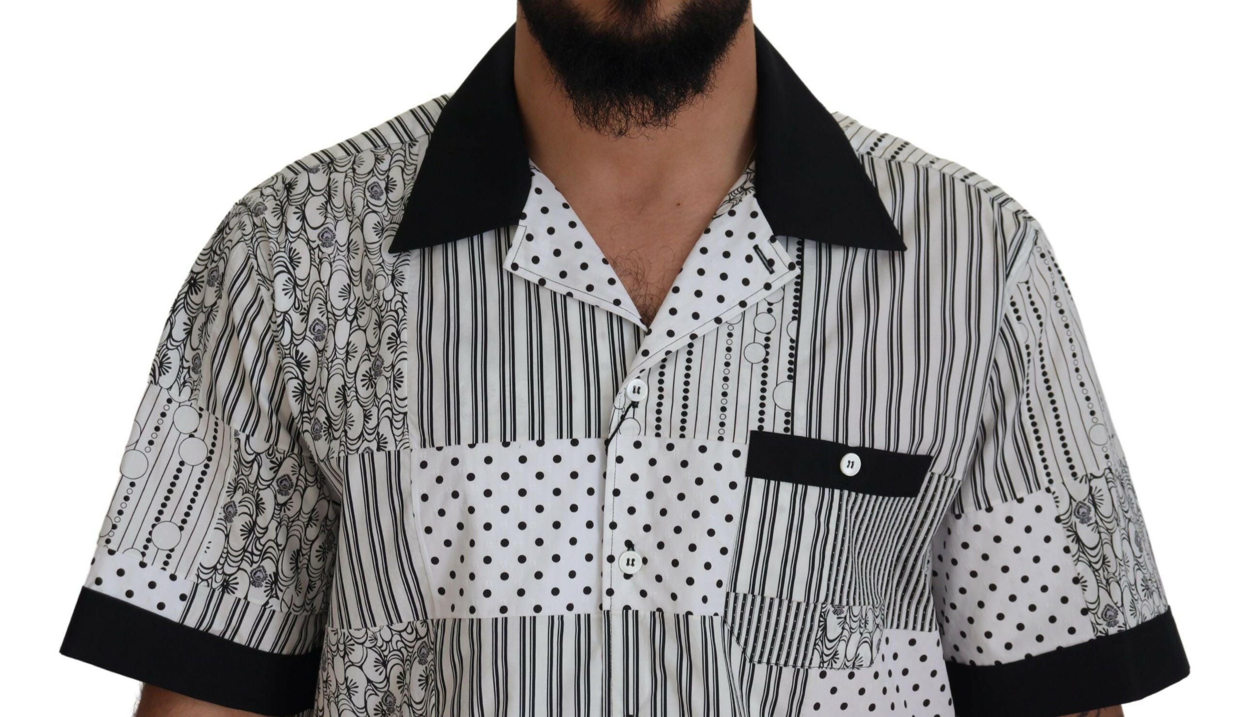 Dolce & Gabbana White Black Patterned Button Down Shirt -   -  Dolce & Gabbana. Dolce & Gabbana White Black Patterned Button Down Shirt -   -  Dolce & Gabbana.