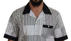 Dolce & Gabbana White Black Patterned Button Down Shirt -   -  Dolce & Gabbana.