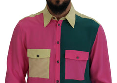 Dolce & Gabbana Multicolor Patchwork Silk Button Down Shirt -   -  Dolce & Gabbana.