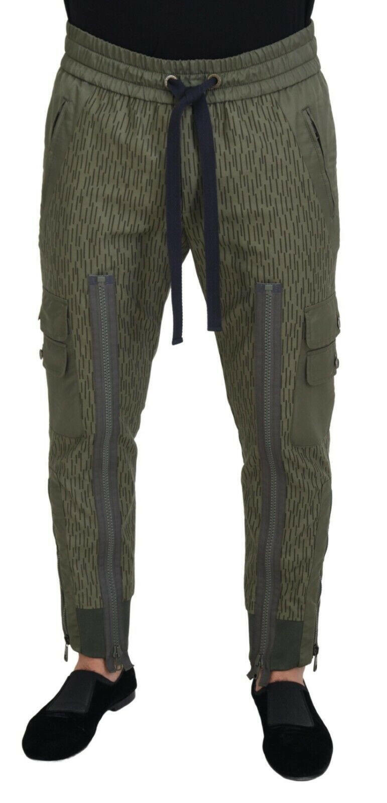 Dolce & Gabbana Green Striped Cargo Zipper Leg Men Trouser Pants -   -  Dolce & Gabbana.