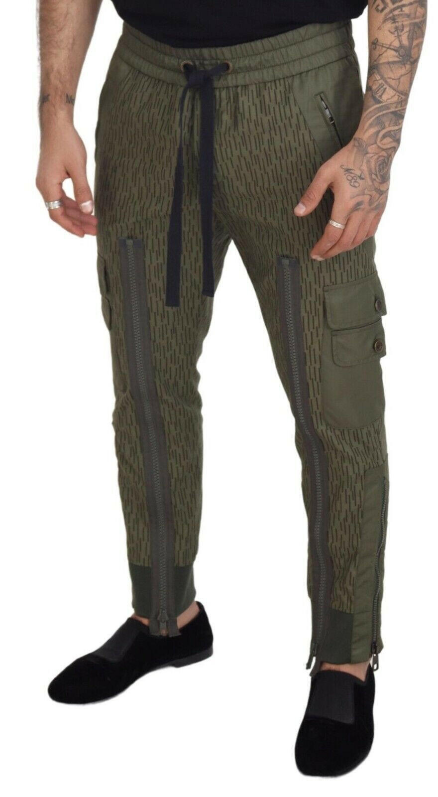Dolce & Gabbana Green Striped Cargo Zipper Leg Men Trouser Pants -   -  Dolce & Gabbana. Dolce & Gabbana Green Striped Cargo Zipper Leg Men Trouser Pants -   -  Dolce & Gabbana.