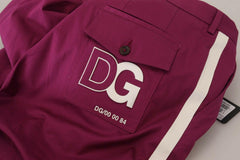 Dolce & Gabbana Magenta Cotton DG Logo Pocket Trouser Pants -   -  Dolce & Gabbana.