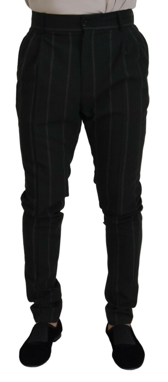 Dolce & Gabbana Black Striped Men Trousers Cotton Pants -   -  Dolce & Gabbana.