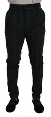 Dolce & Gabbana Black Striped Men Trousers Cotton Pants -   -  Dolce & Gabbana.
