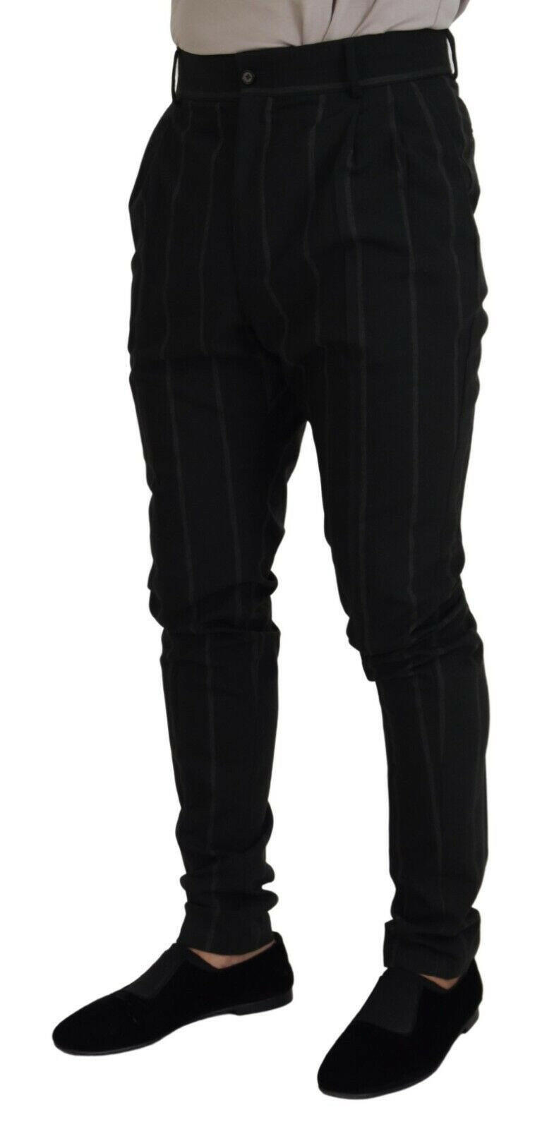 Dolce & Gabbana Black Striped Men Trousers Cotton Pants -   -  Dolce & Gabbana. Dolce & Gabbana Black Striped Men Trousers Cotton Pants -   -  Dolce & Gabbana.