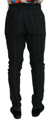 Dolce & Gabbana Black Striped Men Trousers Cotton Pants -   -  Dolce & Gabbana.