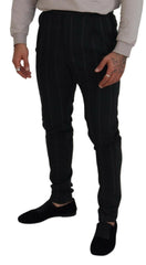 Dolce & Gabbana Black Striped Men Trousers Cotton Pants -   -  Dolce & Gabbana.