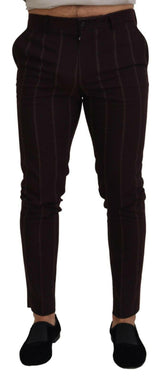 Dolce & Gabbana Brown Striped Men Trousers Cotton Pants -   -  Dolce & Gabbana.