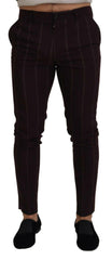 Dolce & Gabbana Brown Striped Men Trousers Cotton Pants -   -  Dolce & Gabbana.