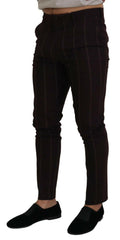 Dolce & Gabbana Brown Striped Men Trousers Cotton Pants -   -  Dolce & Gabbana.