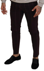 Dolce & Gabbana Brown Striped Men Trousers Cotton Pants -   -  Dolce & Gabbana.