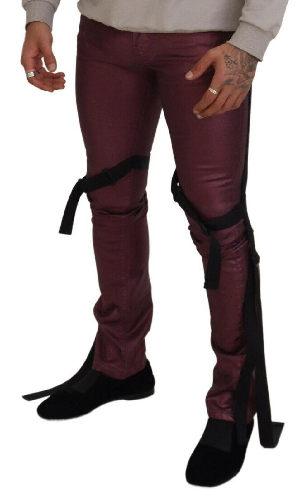 Dolce & Gabbana Magenta Cotton Men Casual Harness Denim Jeans -   -  Dolce & Gabbana. Dolce & Gabbana Magenta Cotton Men Casual Harness Denim Jeans -   -  Dolce & Gabbana.