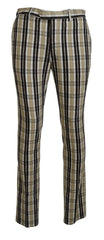 BENCIVENGA Multicolor Checkered Cotton Straight Fit Men Pants - - BENCIVENGA.