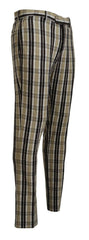 BENCIVENGA Multicolor Checkered Cotton Straight Fit Men Pants - - BENCIVENGA.
