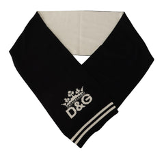 Dolce & Gabbana Black White Cotton DG Printed Cashmere Shawl Scarf -   -  Dolce & Gabbana.