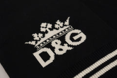 Dolce & Gabbana Black White Cotton DG Printed Cashmere Shawl Scarf -   -  Dolce & Gabbana.