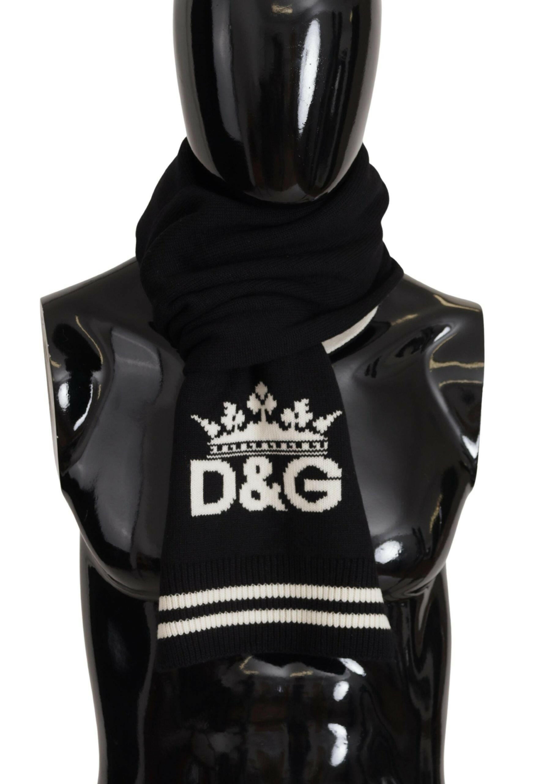 Dolce & Gabbana Black White Cotton DG Printed Cashmere Shawl Scarf -   -  Dolce & Gabbana.