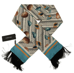 Dolce & Gabbana Multicolor Seashells DG Print Silk Shawl Fringe Scarf - - Dolce & Gabbana.