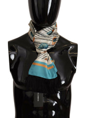 Dolce & Gabbana Multicolor Seashells DG Print Silk Shawl Fringe Scarf - - Dolce & Gabbana.