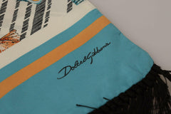 Dolce & Gabbana Multicolor Seashells DG Print Silk Shawl Fringe Scarf - - Dolce & Gabbana.