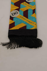 Dolce & Gabbana Multicolor DG Logo Print Shawl Wrap Fringe Scarf - - Dolce & Gabbana.