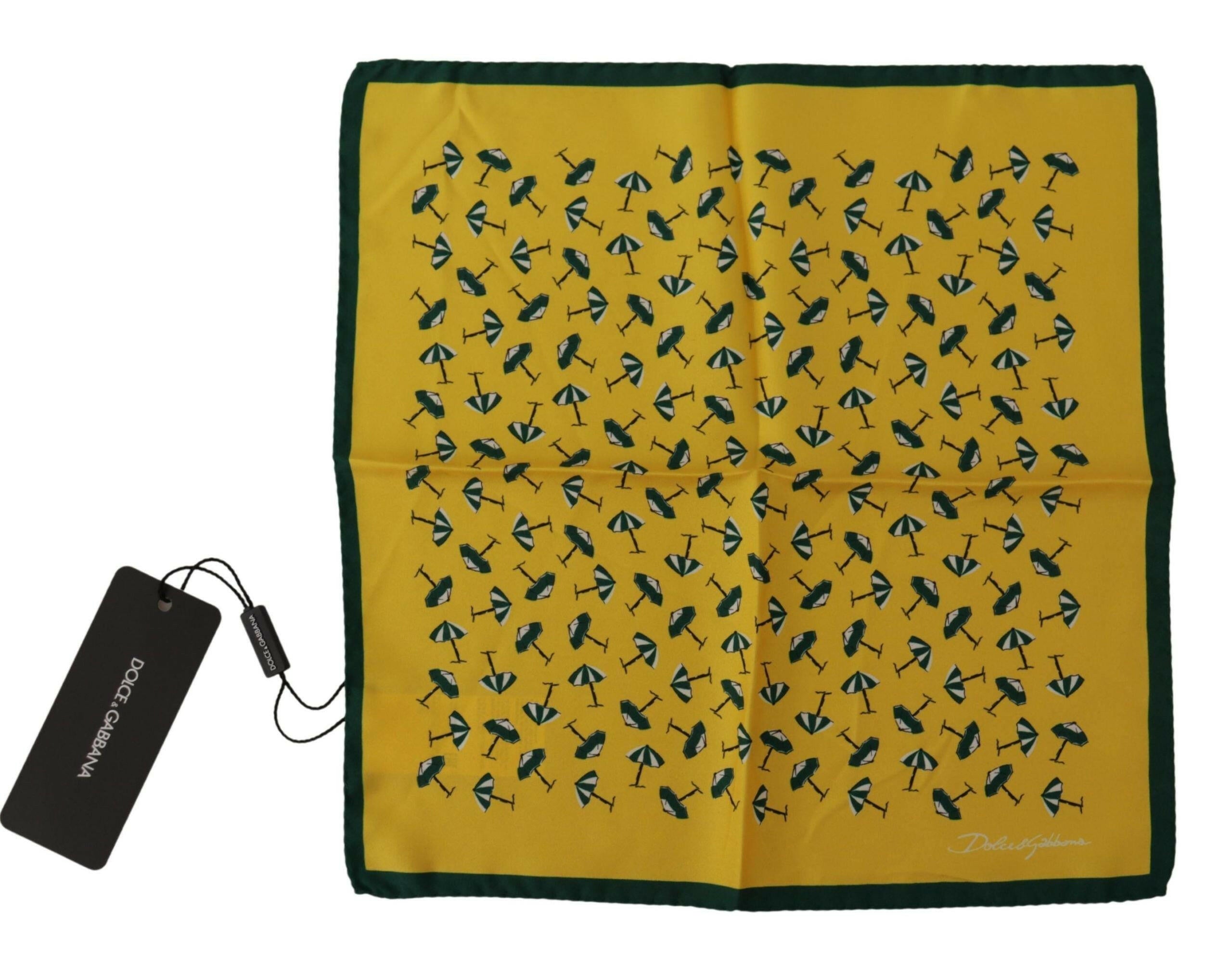 Dolce & Gabbana Yellow Printed DG Logo Square Mens Handkerchief Scarf - Mens Handkerchief - Dolce & Gabbana.