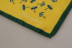 Dolce & Gabbana Yellow Printed DG Logo Square Mens Handkerchief Scarf - Mens Handkerchief - Dolce & Gabbana.