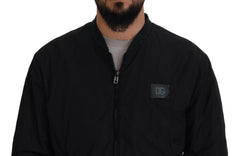 Dolce & Gabbana Black Nylon Logo Bomber Zipper Jacket -   -  Dolce & Gabbana.