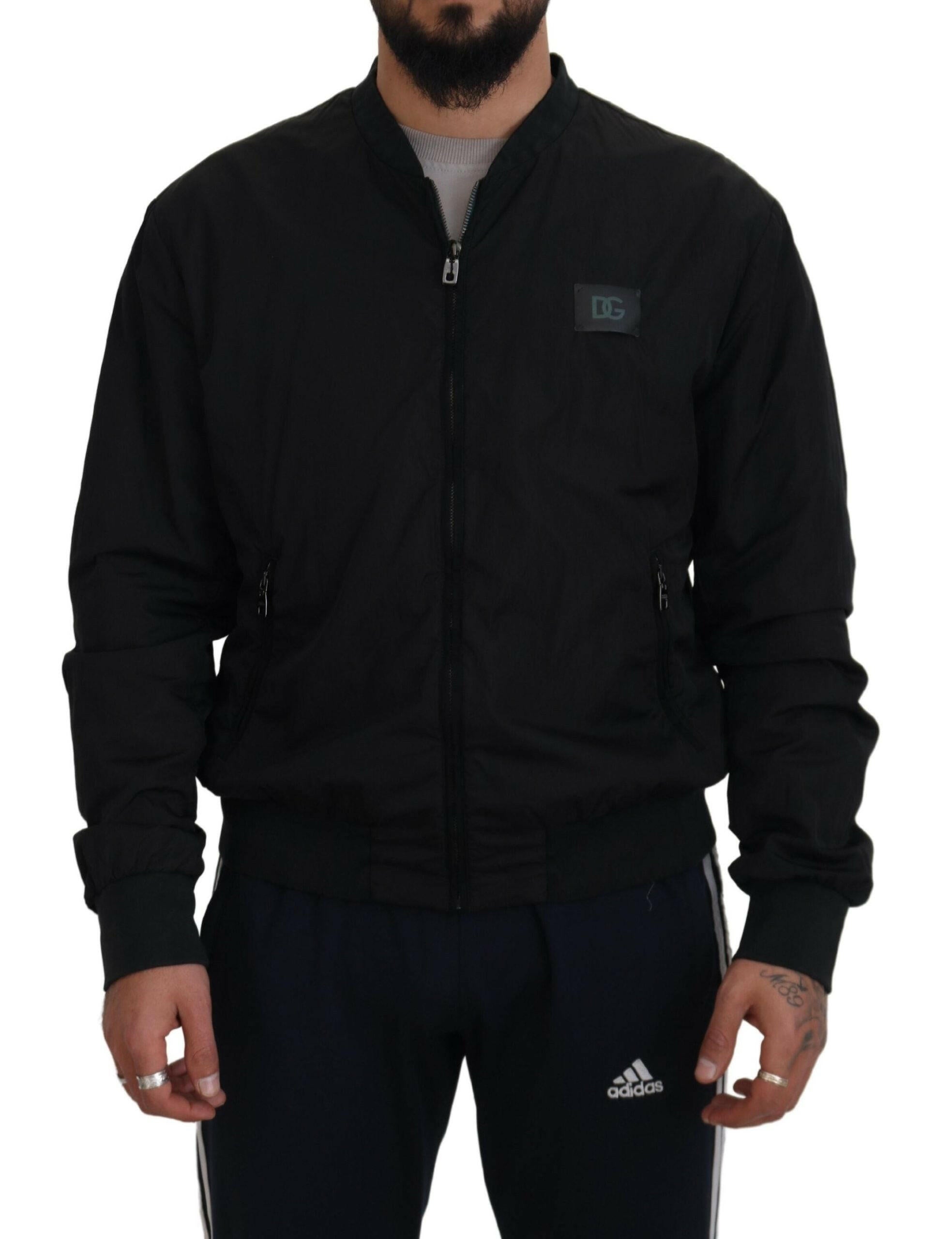 Dolce & Gabbana Black Nylon Logo Bomber Zipper Jacket -   -  Dolce & Gabbana.