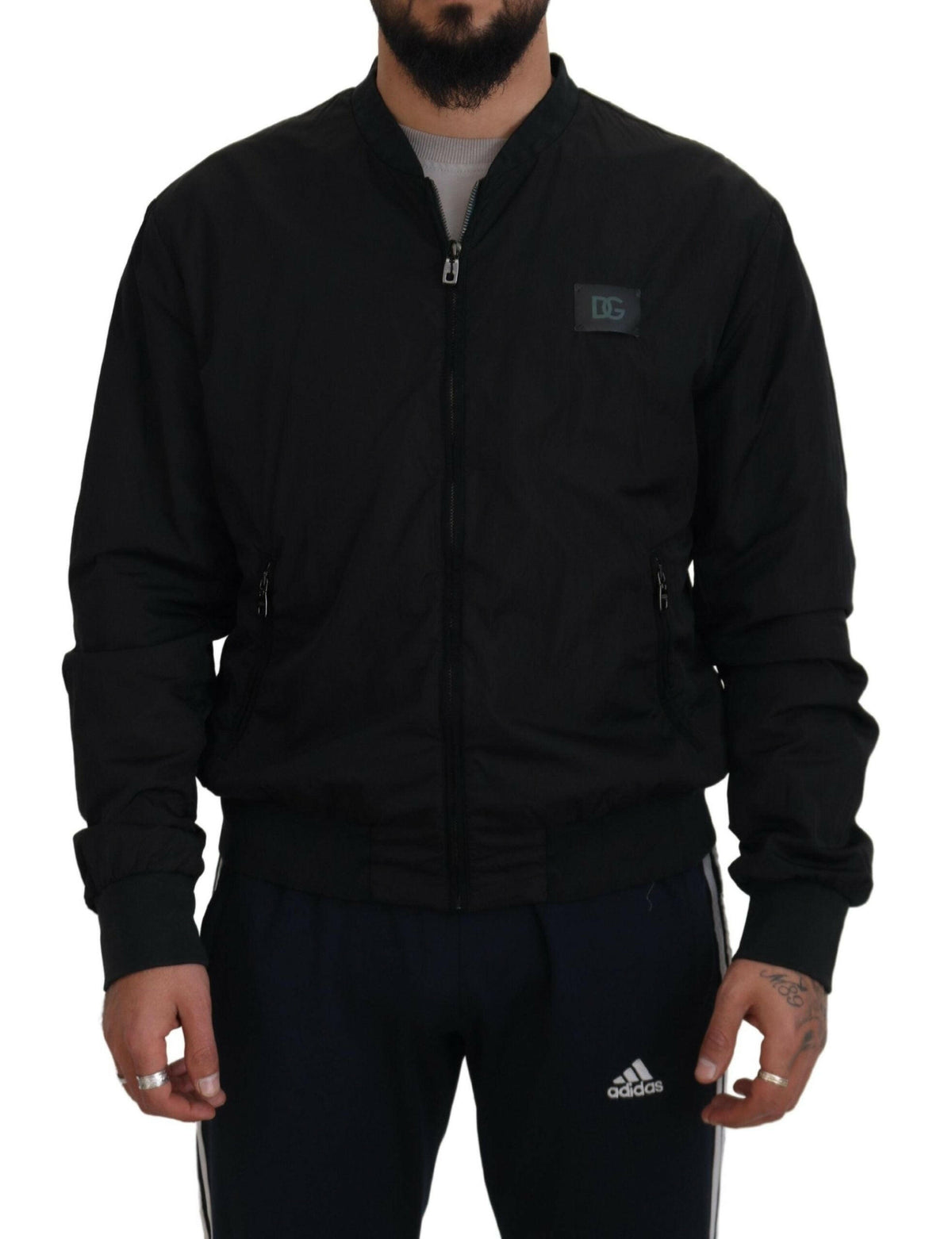 Dolce & Gabbana Black Nylon Logo Bomber Zipper Jacket -   -  Dolce & Gabbana.