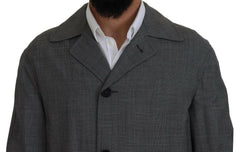 Dolce & Gabbana Gray Wool Plaid Long Trench Coat Jacket Trench Coat Jacket -   -  Dolce & Gabbana.