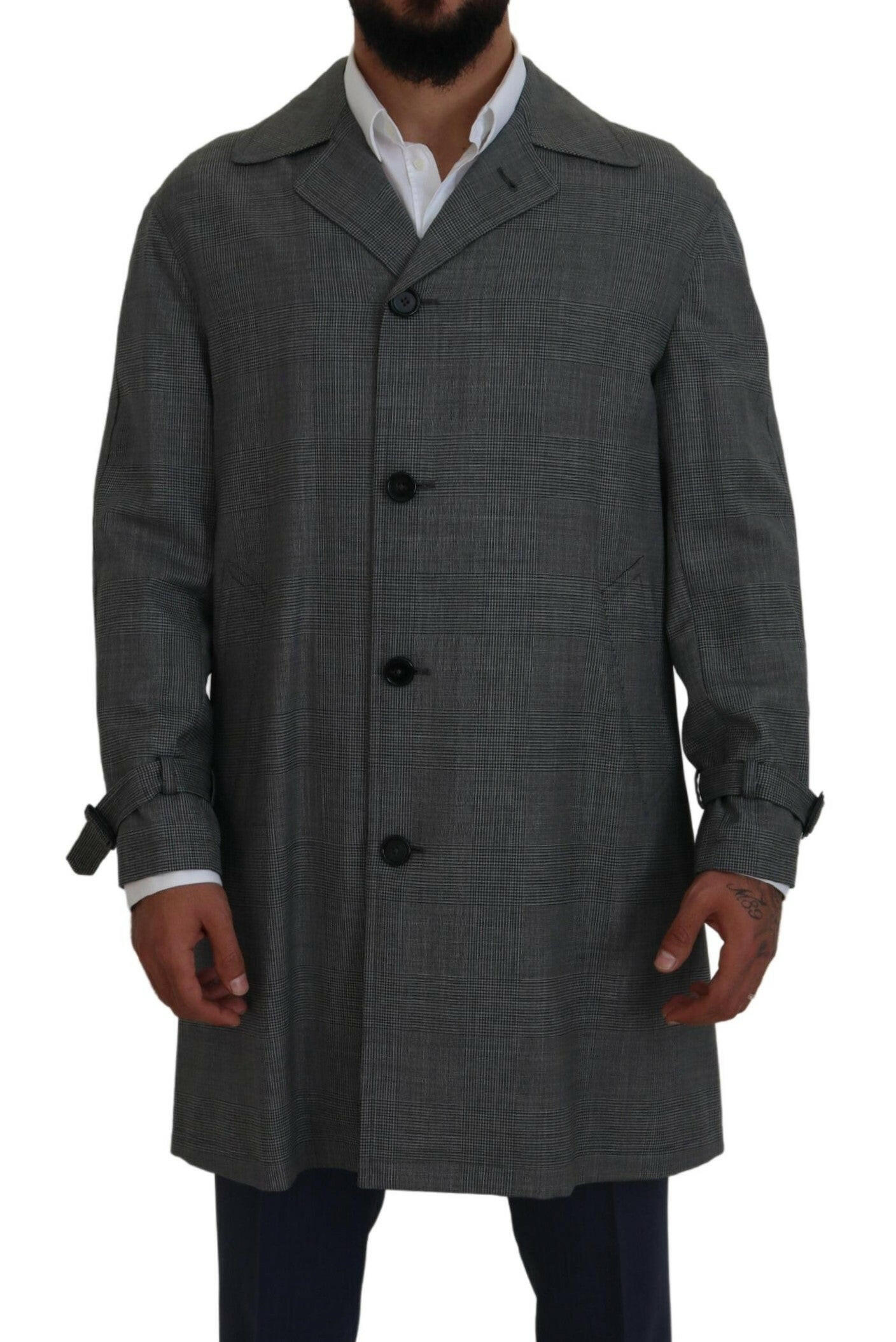 Dolce & Gabbana Gray Wool Plaid Long Trench Coat Jacket Trench Coat Jacket -   -  Dolce & Gabbana. Dolce & Gabbana Gray Wool Plaid Long Trench Coat Jacket Trench Coat Jacket -   -  Dolce & Gabbana.