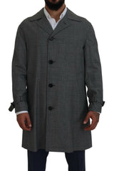 Dolce & Gabbana Gray Wool Plaid Long Trench Coat Jacket Trench Coat Jacket -   -  Dolce & Gabbana.